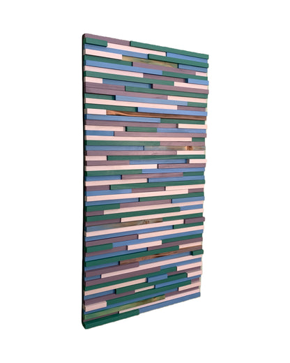 Blue Gray Green Abstract Modern Wall Art - Side View