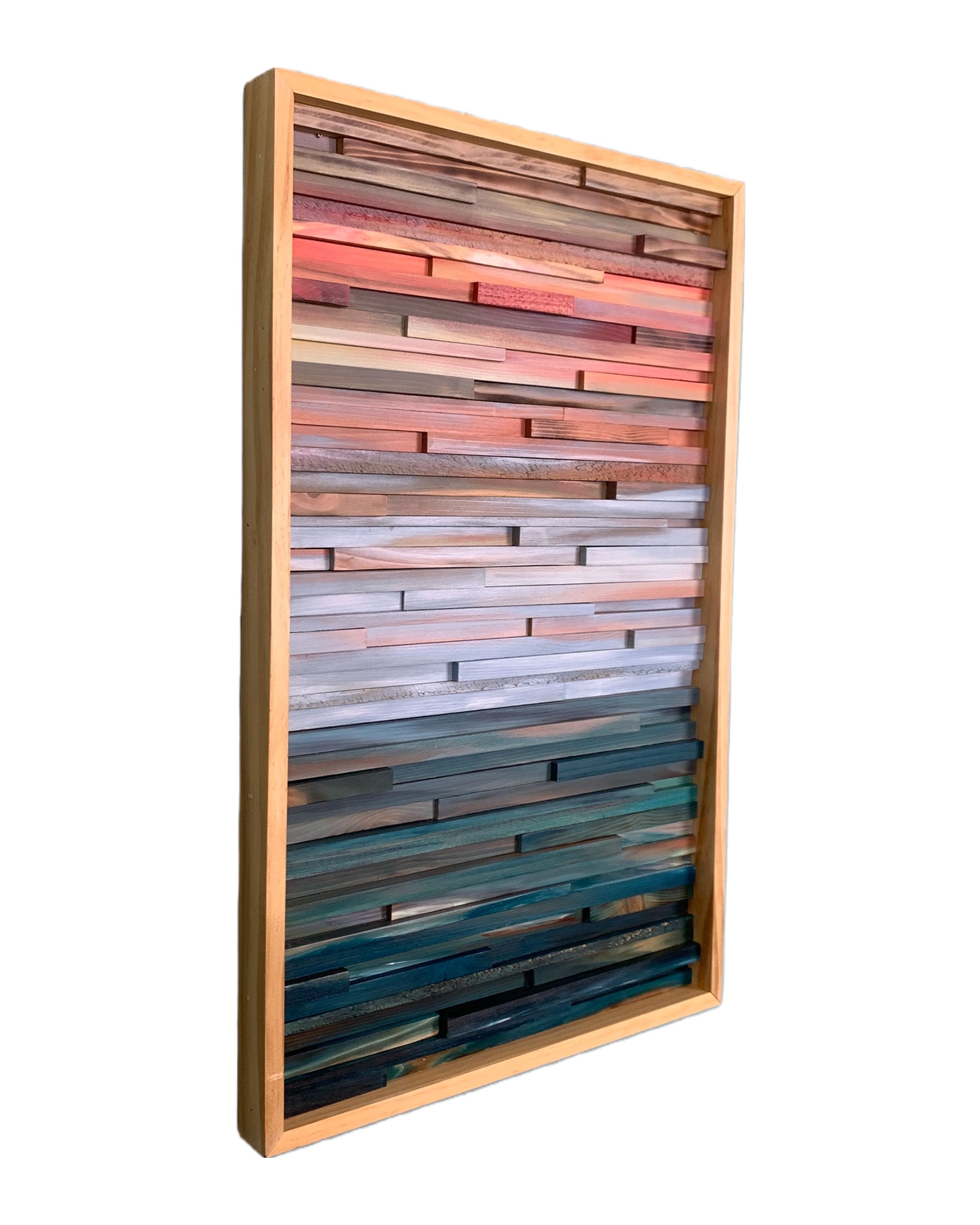 Coral Sky Over Ocean Impression Modern Wood Wall Art by Scott Creed - Right Side View