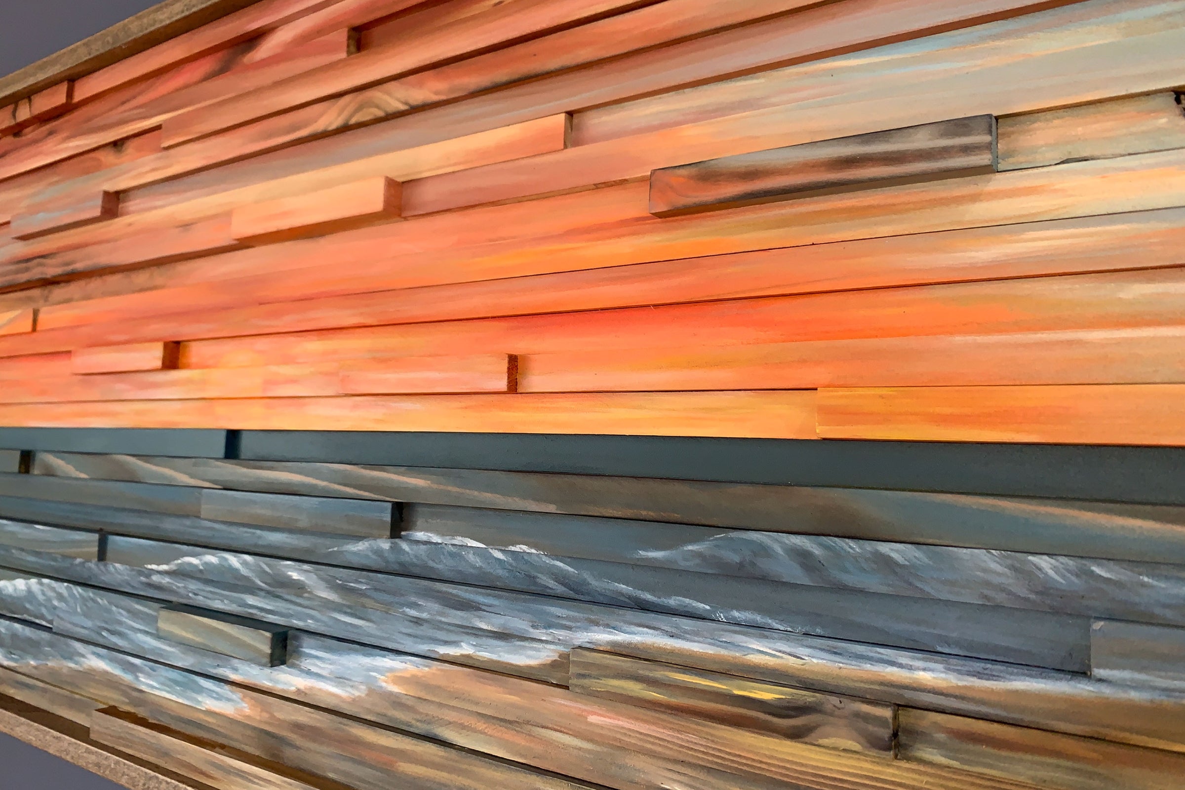 Outerbanks Waves on Beach At Sunrise Dimensional Wood Art