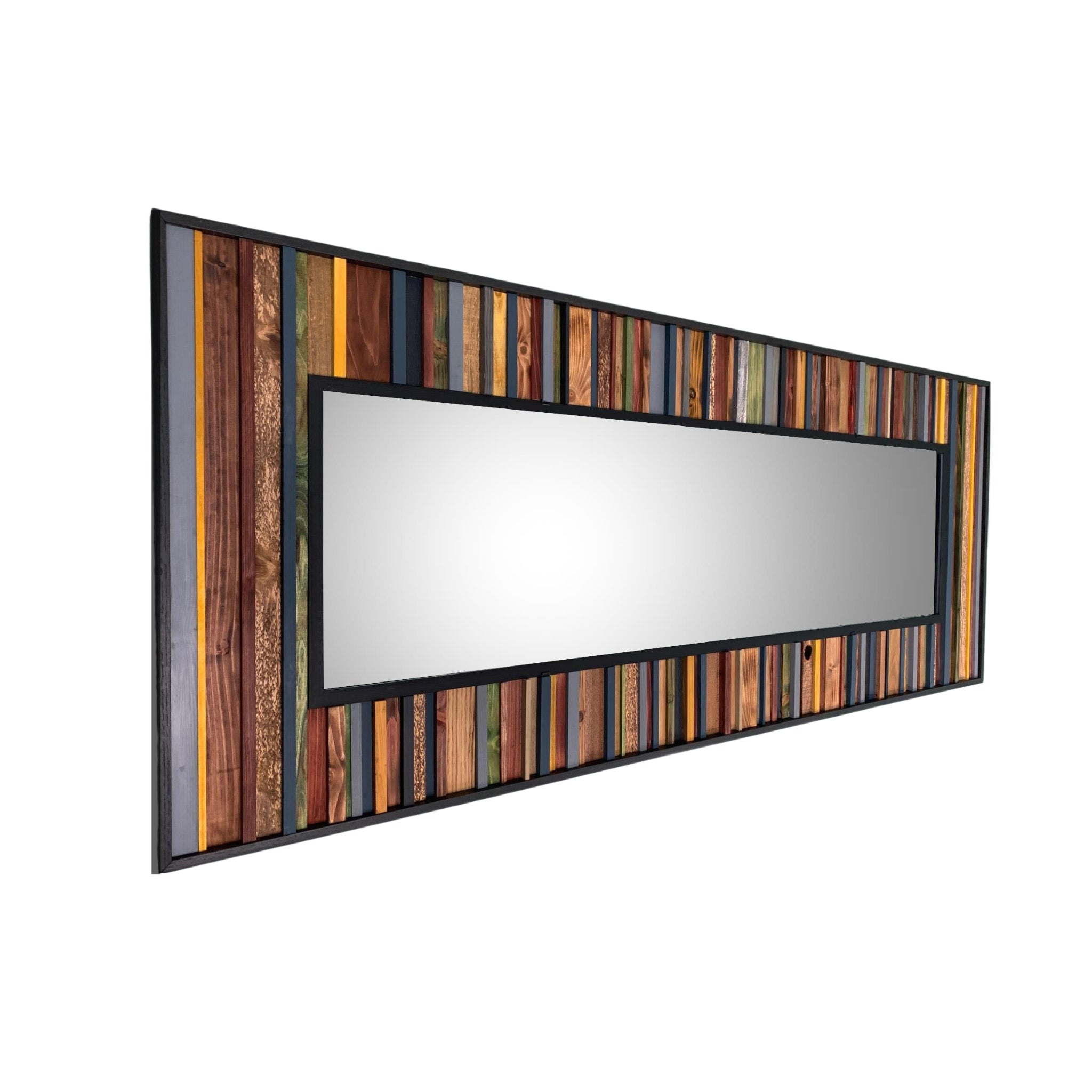 Full Size Mirror Merlot Amber Colors Natural Wood - Right Side View