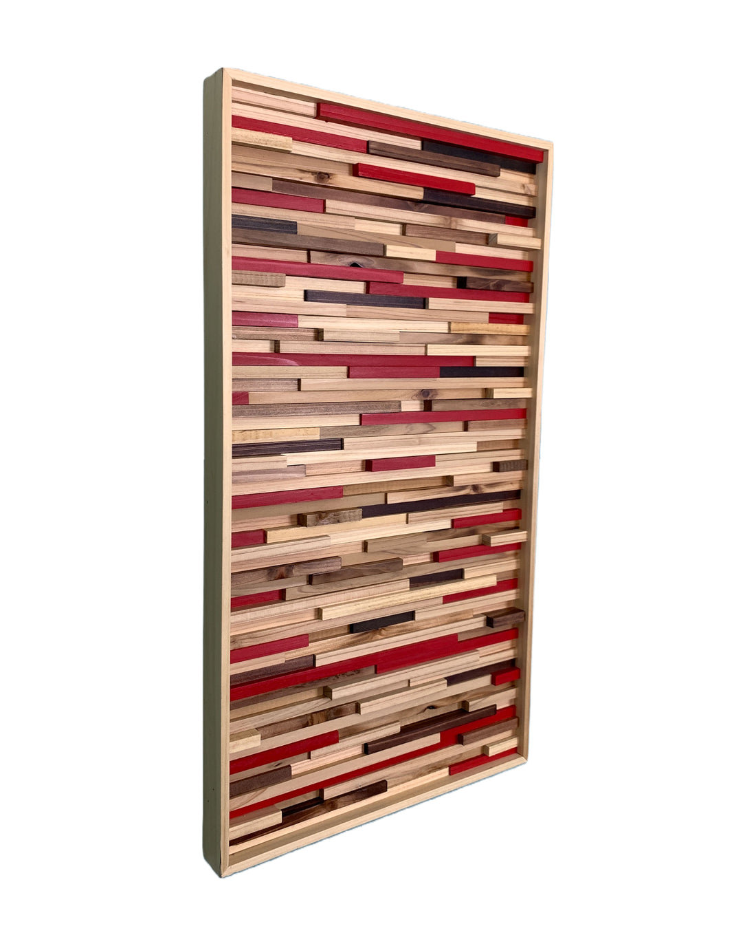 Red Walnut Cedar Abstract Modern Wood Wall Art Left Side View
