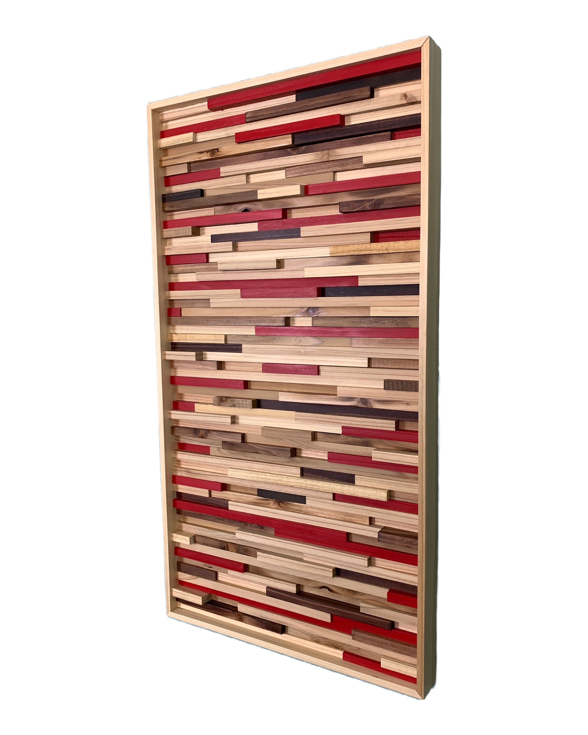 Red Walnut Cedar Abstract Modern Wood Wall Art Right Side View